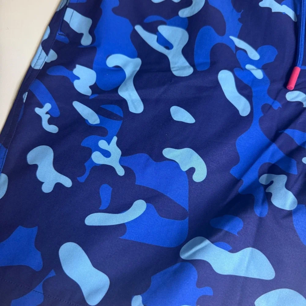 Black Quail Men Blue Camouflage Swim Trunks Size M Elastic Waist Drawstring‎